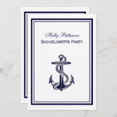 Nautical Anchor Navy Blue Framed 2V Bachelorette Kaart (Voorkant / Achterkant)