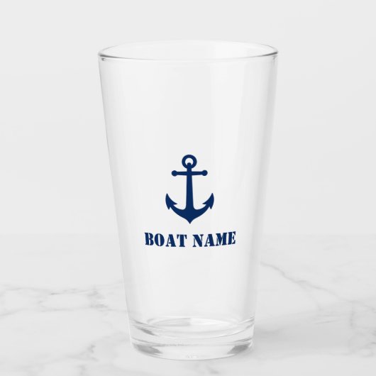 Nautical Anchor Navy Blue Glas (Voorkant)