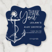 Nautical Anchor Navy Blue Hartelijk dank Bedankjes Labels (Voorkant)