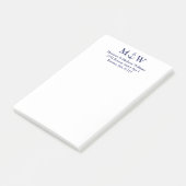 Nautical anchor navy blue koppel monogram initiaal post-it® notes (Schuin)