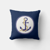 Nautical Anchor Navy Blue Kussen (Voorkant)