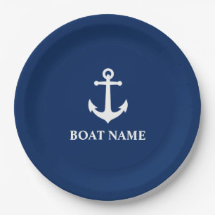  Nautical Anchor Navy Blue Papieren Bordje