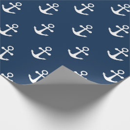 Nautical Anchor Navy Blue Pattern Wrapping Paper Cadeaupapier