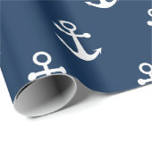 Nautical Anchor Navy Blue Pattern Wrapping Paper Cadeaupapier (Rol Hoek)