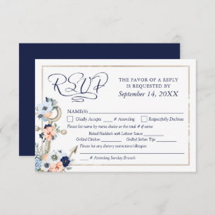 Nautical Anchor Navy Blue Peach RSVP