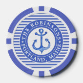 Nautical Anchor Navy Blue Poker Chips (Voorkant)