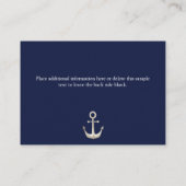 Nautical Anchor Navy Blue Script Details over brui Informatiekaartje (Achterkant)