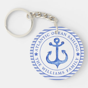 Nautical Anchor Navy Blue Sleutelhanger