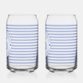 Nautical Anchor Navy Blue Striped Personalized Blikvorm Glas (Links)
