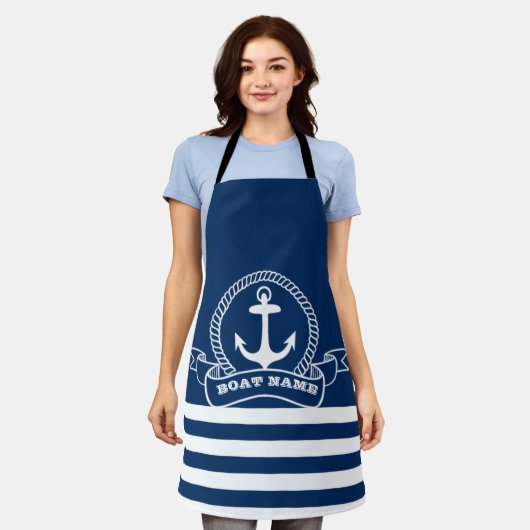 Nautical Anchor Navy Blue Striped Schort (Gedragen)