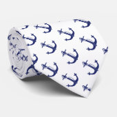 Nautical Anchor Navy Blue Stropdas (Opgerold)