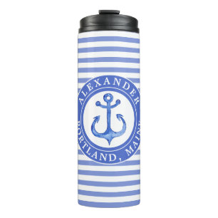 Nautical Anchor Navy Blue Thermosbeker