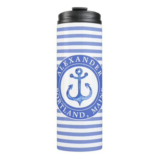 Nautical Anchor Navy Blue Thermosbeker (Voorkant)