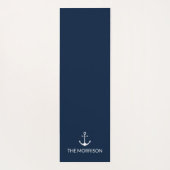 Nautical anchor navy blue white custom boot name yogamat (Achterkant)