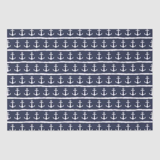 Nautical Anchor Navy Blue White Tissuepapier (Voorkant)