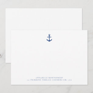 Nautical Anchor Navy Correspondent Notitiekaartje