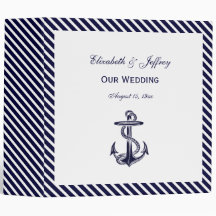Nautical Anchor Navy Diag Stripe 2A Wedding Multom