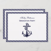 Nautical Anchor Navy Diag Stripe 2H Afstuderen Kaart (Voorkant / Achterkant)