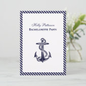 Nautical Anchor Navy Diag Stripe 2V Bachelorette Kaart (Staand voorkant)