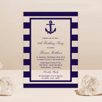 Nautical Anchor Navy Stripe Beach Birthday Party