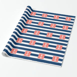 Nautical Anchor Navy Stripes for All Purpose. Cadeaupapier