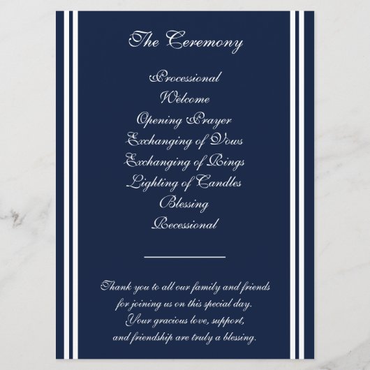 Nautical Anchor, Navy, Wedding Programme Programma (Achterkant)