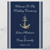 Nautical Anchor, Navy, Wedding Programme Programma (Voorkant)