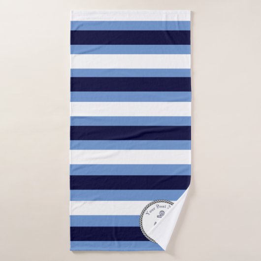 Nautical Anchor Navy White Blue Stripe Bath Towel Badhanddoek (Badhanddoek)