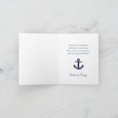 Nautical Anchor, Navy, White Wedding Dank je Bedankkaart (Binnen)