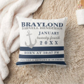 Nautical Anchor Nursery Birth Stats Pillow Kussen (Deken)