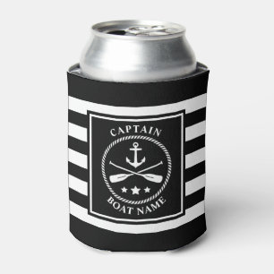 Nautical Anchor Oar Captain Boat Name Black Stripe Blikjeskoeler