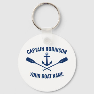 Nautical Anchor Oars Captain and Boat Name Stylish Sleutelhanger