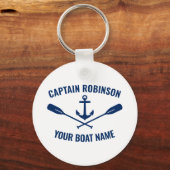 Nautical Anchor Oars Captain and Boat Name Stylish Sleutelhanger (Voorkant)