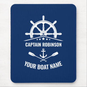 Nautical Anchor Oars Helm Captain & Boat Name Navy Muismat