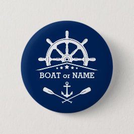 Nautical Anchor Oars Helm Jouw naam of Boat Navy Ronde Button 5,7 Cm