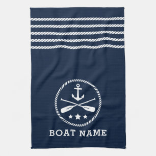 Nautical Anchor Oars Stars Boat Name Zee Blue Theedoek