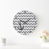 Nautical Anchor on Dark Gray Chevron Grote Klok (Huis)