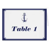 Nautical Anchor on Navy Table Number tent (Voorkant Horizontaal)