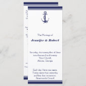 Nautical Anchor on Navy Wedding Programme Programma (Voorkant / Achterkant)