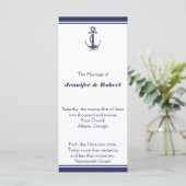 Nautical Anchor on Navy Wedding Programme Programma (Staand voorkant)