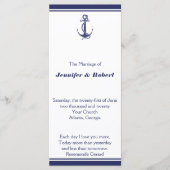 Nautical Anchor on Navy Wedding Programme Programma (Voorkant)