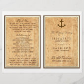 Nautical Anchor Paper Wedding Programme (Voorkant)