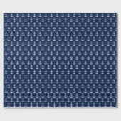 Nautical Anchor Pattern Marine White Cadeaupapier (Vlak)