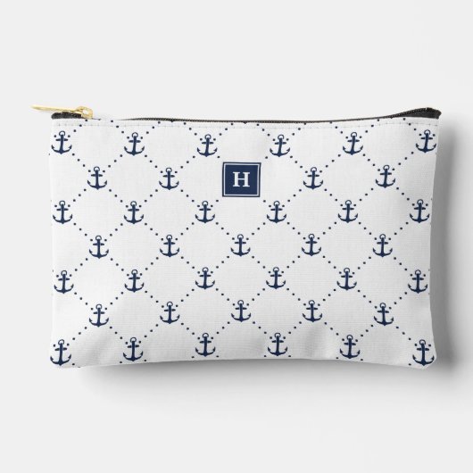 Nautical Anchor Pattern Monogram Etui (Voorkant)