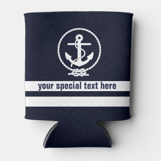 Nautical Anchor Pattern Monogram met Add text Blikjeskoeler (Voorkant)