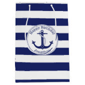 Nautical Anchor Personalized Birthday Medium Cadeauzakje (Voorkant)