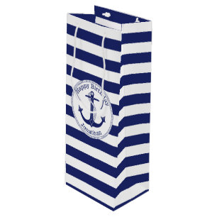Nautical Anchor Personalized Birthday Wijn Cadeautas