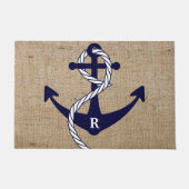 Nautical Anchor Personalized Initiaal Monogram Deurmat (Voorkant)