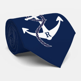 Nautical Anchor Personalized Initiaal Monogram Stropdas