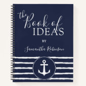 Nautical Anchor Personalized White Navy Blue Notitieboek (Voorkant)